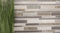 Hand pattern mosaic tile quartzite natural stone aluminum silver gray light beige composite MOS49-XSA535_m