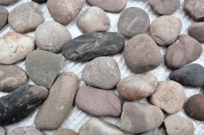 Hand pattern mosaic tile river pebble stone pebble black pebble arched beige gray black MOS30-1204_m