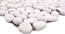 Hand-patterned mosaic tile river pebble stone pebble vaulted white cream MOS30-0102_m