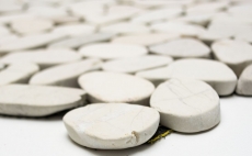 Hand sample mosaic tile river pebble stone pebble cut white 5 7 MOS30-IN14_m