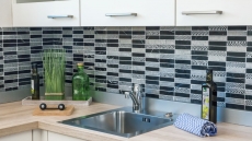 Hand pattern mosaic tile marble natural stone rectangle stone carving silver black MOS40-STN89_m