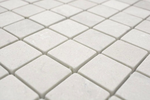 Hand-painted mosaic tile marble natural stone white Botticino Anticato MOS42-0104_m
