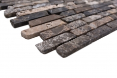 Hand-painted mosaic tile marble natural stone Brick Impala brown flamed MOS40-1304_m
