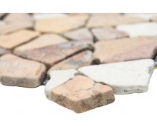 Hand sample mosaic tile marble natural stone beige red quarry Ciot RossoCream MOS44-30-130_m