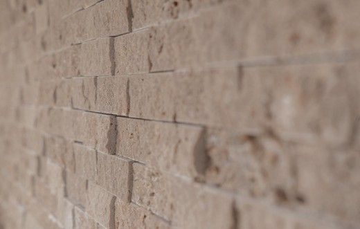 Hand sample mosaic stone wall Travertine natural stone walnut Brick Splitface Noce Travertine 3D MOS43-44248_m