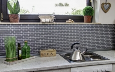 Hand-painted mosaic tile backsplash quartz composite artificial stone Brick Artifical gray MOS46-0204_m