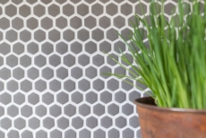 Hand-painted mosaic tile ECO Recycling GLAS Hexagon Enamel gray-brown matt MOS140-HX15G_m