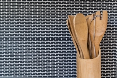 Hand-painted mosaic tile ECO Recycling GLAS Brick Enamel black matt MOS140-B21B_m