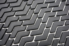 Hand-painted mosaic tile ECO Recycling GLASS herringbone enamel black matt MOS140-HB31B_m