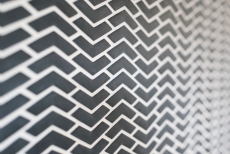 Hand-painted mosaic tile ECO Recycling GLASS herringbone enamel black matt MOS140-HB31B_m