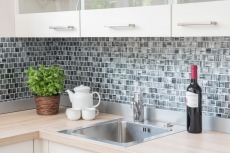 Hand-painted mosaic tile Translucent glass mosaic Crystal structure black clear frosted MOS68-CF41_m