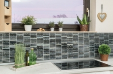 Hand-painted mosaic tile Translucent black rods Glass mosaic Crystal Night black MOS87-STNB_m