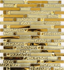 Hand-painted mosaic tile Translucent composite glass mosaic Crystal EP gold glass MOS86-0107_m