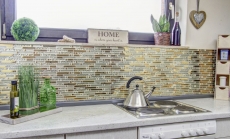 Hand-painted mosaic tile Translucent composite glass mosaic Crystal EP gold glass MOS86-0107_m