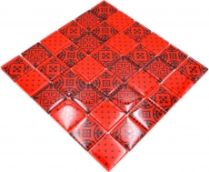 Hand-painted retro vintage mosaic tile Translucent red Glass mosaic Crystal optic red MOS78B-0902_m