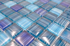 Hand-painted mosaic tile Translucent line blue Glass mosaic Crystal line blue MOS74-0409_m