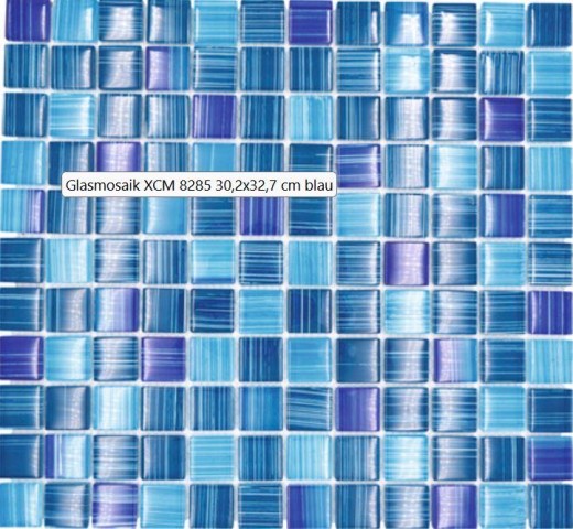 Hand-painted mosaic tile Translucent line blue Glass mosaic Crystal line blue MOS74-0409_m