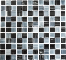 Hand-painted mosaic tile Translucent jet black white Glass mosaic Crystal jet black white MOS64-0302_m