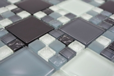 Hand sample mosaic tile translucent gray black combination glass mosaic Crystal gray black gray matt MOS78-0204_m
