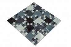Hand sample mosaic tile translucent gray black combination glass mosaic Crystal gray black gray matt MOS78-0204_m