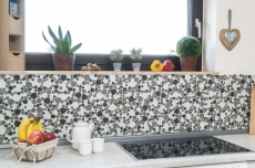 Hand-painted mosaic tile Translucent beige brown Pebble Glass mosaic Crystal clear beige brown MOS94-PG66_m