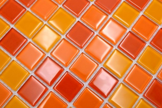 Hand-painted mosaic tile Translucent yellow orange red Glass mosaic Crystal yellow orange red MOS62-0802_m