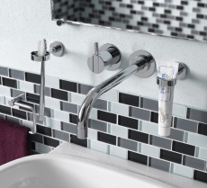Hand-painted mosaic tile Translucent gray Brick Glass mosaic Crystal gray MOS76-0204_m