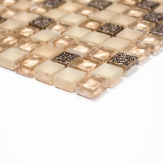 Hand-painted mosaic tile Translucent beige Glass mosaic Crystal Resin beige beige matt MOS92-1207_m