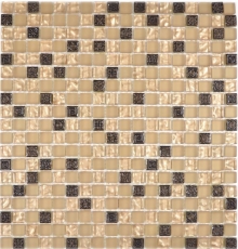 Hand-painted mosaic tile Translucent beige Glass mosaic Crystal Resin beige beige matt MOS92-1207_m