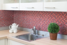 Hand-painted mosaic tile Translucent red Glass mosaic Crystal Resin red BATH WC Kitchen WALL MOS92-0904_m