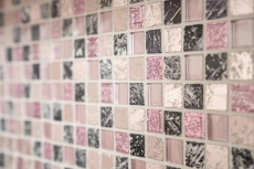 Hand-painted mosaic tile Tile backsplash Translucent pink Glass mosaic Crystal Resin pink BATH WC Kitchen WALL MOS82-1104_m