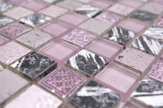 Hand-painted mosaic tile Tile backsplash Translucent pink Glass mosaic Crystal Resin pink BATH WC Kitchen WALL MOS82-1104_m