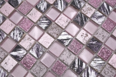 Hand-painted mosaic tile Tile backsplash Translucent pink Glass mosaic Crystal Resin pink BATH WC Kitchen WALL MOS82-1104_m