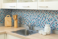 Hand-painted mosaic tile Tile backsplash Translucent blue-grey Glass mosaic Crystal Resin blue-grey MOS82-0402_m