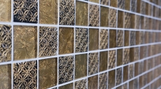Hand-painted mosaic tile Tile backsplash Translucent gold Glass mosaic Crystal Resin optic gold MOS88-8OP7_m