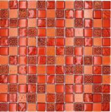 Hand-painted mosaic tile Tile backsplash Translucent red Glass mosaic Crystal Resin red texture MOS83-CB30_m