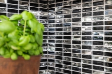 Hand-painted mosaic tile Translucent stainless steel black rods Glass mosaic Crystal steel black glass MOS87-0301_m