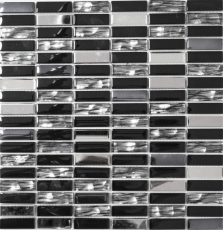 Hand-painted mosaic tile Translucent stainless steel black rods Glass mosaic Crystal steel black glass MOS87-0301_m