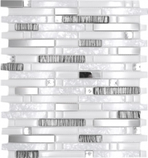 Hand sample mosaic tile translucent stainless steel white composite glass mosaic Crystal steel white glass MOS86-0104_m