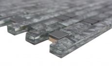 Hand sample mosaic tile Tile mirror translucent stainless steel green-grey composite glass mosaic Crystal steel stone green-grey MOS87-MV728_m