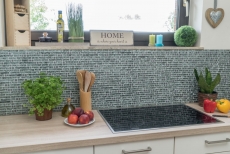 Hand sample mosaic tile Tile mirror translucent stainless steel green-grey composite glass mosaic Crystal steel stone green-grey MOS87-MV728_m