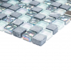 Hand sample mosaic tile Tile mirror translucent stainless steel gray glass mosaic Crystal stone steel gray MOS92-0206_m