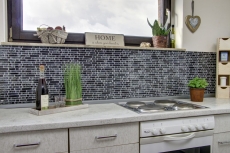 Hand-painted mosaic tile Tile backsplash Translucent black composite glass mosaic Crystal stone black MOS87-v1328_m