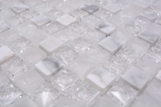 Hand-painted mosaic tile Tile backsplash Translucent white Glass mosaic Crystal stone white MOS92-0102_m