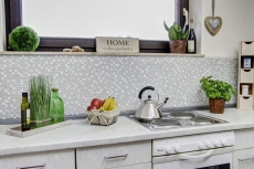 Hand-painted mosaic tile Tile backsplash Translucent white Glass mosaic Crystal stone white MOS92-0102_m