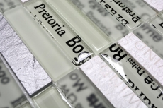 Hand-patterned mosaic tile Tile backsplash Translucent white Rectangle glass mosaic Crystal stone white MOS87-19_m