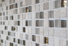 Hand-painted mosaic tile Tile backsplash Translucent light gray gold Glass mosaic Crystal stone EP light gray gold MOS92-HQ12_m