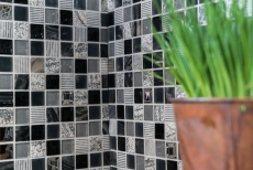 Hand-painted mosaic tile Tile backsplash Translucent gray black Glass mosaic Crystal stone EP gray black silver MOS83-HQ24_m