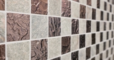 Hand-patterned mosaic tile Tile backsplash Translucent gray Glass mosaic Crystal stone design Quartzite gray MOS88-CR73_m