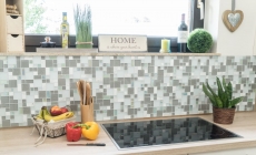 Hand-painted mosaic tile tile backsplash translucent white gray combination glass mosaic Crystal stone white gray white matt MOS88-MC659_m
